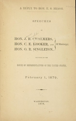 A reply to Hon. E. S. Bragg by James R. Chalmers