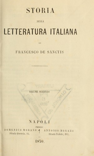 Storia della letteratura italiana by De Sanctis, Francesco