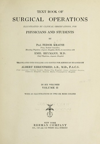 Text book of surgical operations by Krause, Fedor
