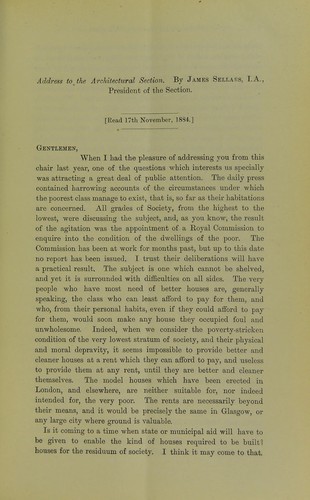 Address to the Architectural Section by James Sellars