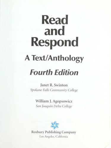 Read and respond : a text/anthology by