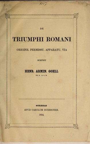 De triumphi romani by Hermann Göll