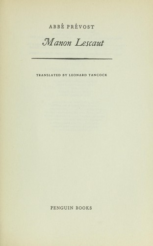 Manon Lescaut (Classics) by Abbé Prévost