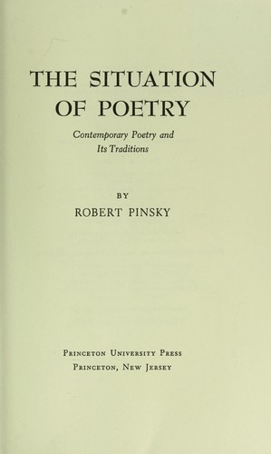 The situation of poetry by Robert Pinsky