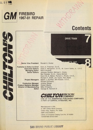 Chilton's GM Firebird 1967-81 repair manual by