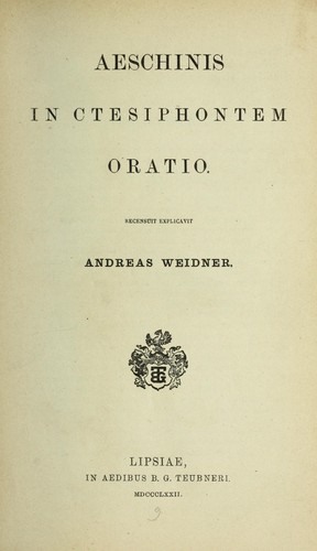 Aeschinis in Ctesiphontem oratio by Aeschines