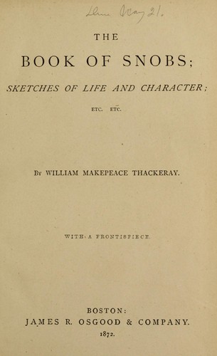 The book of snobs by William Makepeace Thackeray