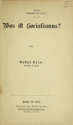 Was ist Socialismus? by Cohn, Gustav