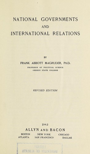 National governments and international relations by Magruder, Frank Abbott