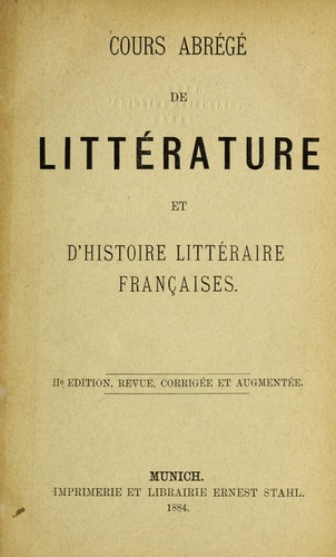 Cours abre ge de litterature & d'histoire litte raire franc ʹaises by