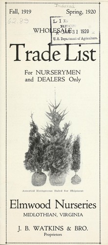 Wholesale trade list for nurserymen and dealers only by J. B. Watkins & Brother (Midlothian Va.)