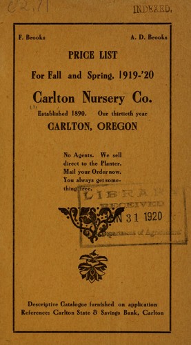 Price list by Carlton Nursery Company