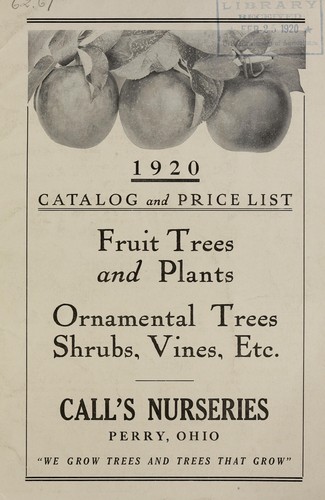 1920 catalog and price list by Call's Nurseries