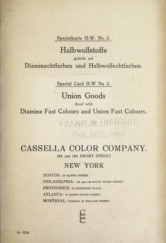 Halbwollstoffe gefärbt mit Diaminechtfarben und Halbwollechtfarben by Cassella Color Company