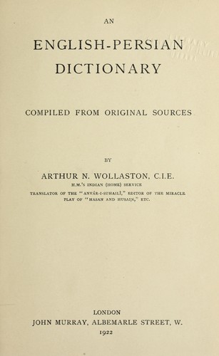 An English-Persian dictionary by Arthur N. Wollaston