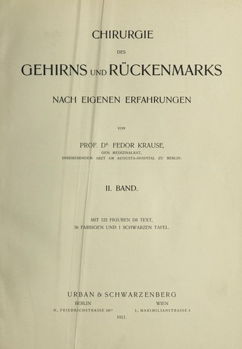 Chirurgie des Gehirns und R©ơckenmarks by Krause, Fedor