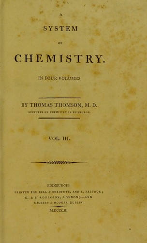 A system of chemistry by Thomson, Thomas