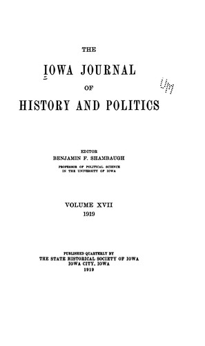 Iowa Journal of History by State Historical Society of Iowa