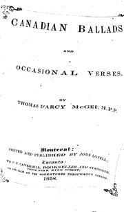 Cover of: Canadian ballads, and occasional verses.