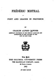 Cover of: Frédéric Mistral, poet and leader in Provence. by Charles Alfred Downer