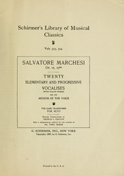 Twenty elementary and progressive vocalises by Marchesi, Salvatore cavaliere de Castrone