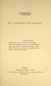 Cover of: Verses on various occasions.
