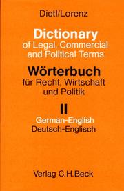 Cover of: Worterbuch Fur Recht, Wirtschaft Und Politik by Clara-Erika Dietl