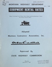 Cover of: Rental rates for equipment use on force account work by Montana. Dept. of Highways