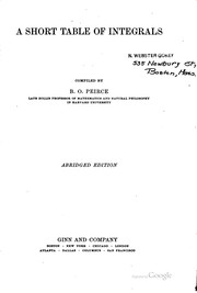 Cover of: A short table of integrals. by Benjamin Osgood Peirce