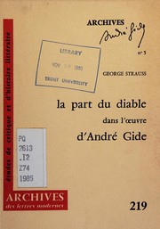 Cover of: La part du diable dans l'œuvre d'André Gide