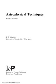 Cover of: ASTROPHYSICAL TECHNIQUES. by C. R. Kitchin