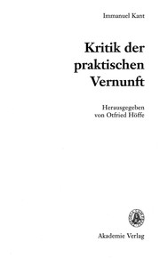 Cover of: Immanuel Kant, Kritik der praktischen Vernunft