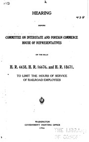 Cover of: Hearing Before Committee on Interstate and Foreign Commerce, House of Representatives, on the ...