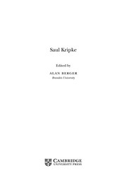 Cover of: Saul Kripke by Alan Berger