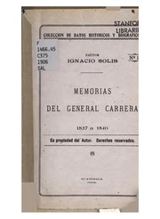 Cover of: Memorias del General Carrera, 1837 a 1840