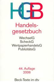 Cover of: Handelsgesetzbuch by Germany