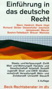 Cover of: Einführung in das deutsche Recht