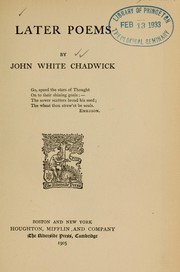 Cover of: Later poems by John White Chadwick