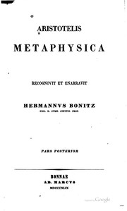 Cover of: Aristotelis Metaphysica by 