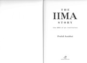 Cover of: The IIMA story by Prafull Anubhai