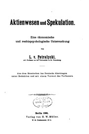 Cover of: Aktienwesen und spekulation. by Leon Petrażycki