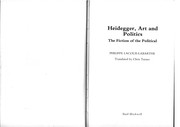 Heidegger, art, and politics by Philippe Lacoue-Labarthe