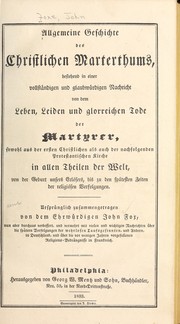 Cover of: Allgemeine geschichte des christlichen marterthums