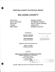 Cover of: Big Horn County: Montana county statistical report