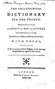 Cover of: The philosophical dictionary for the pocket.