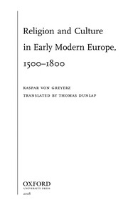 Cover of: Religion and culture in early modern Europe, 1500-1800