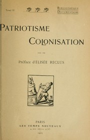 Cover of: Patriotisme, colonisation