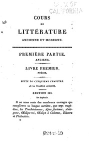 Cover of: Lycée, ou Cours de littérature ancienne et moderne