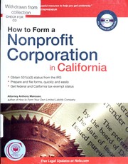 Cover of: How to form a nonprofit corporation in California