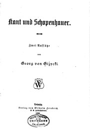 Cover of: Kant und Schopenhauer